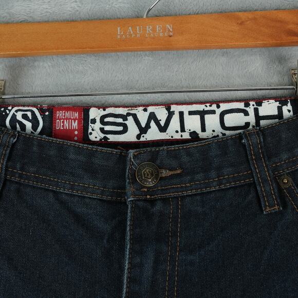 Switch Remarkable Jeans Mens 40x32 Blue Dark Wash Premium Denim Y2K Hip Hop - Picture 4 of 10